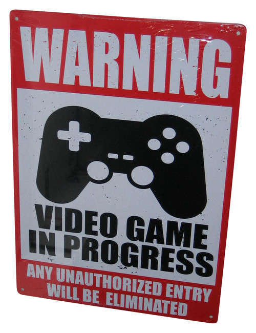 Warning Video Game In Progress No Unauthorized Entry 8x12-Inch Kalan Tin Metal Sign