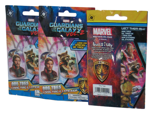 Marvel Guardians of The Galaxy Vol. 2 BullsiToy Dog Tag Necklace Lot - (3 Blind Packs)