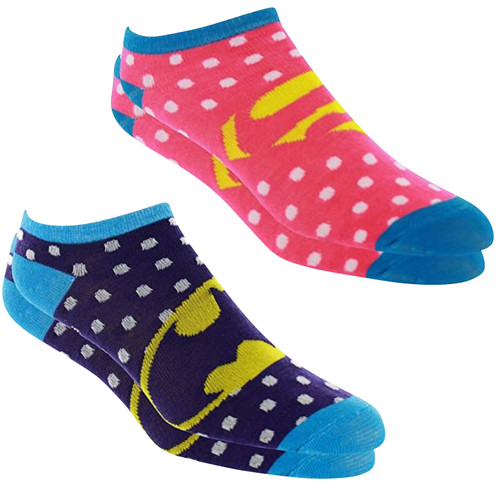 DC Comics Supergirl & Batgirl Bioworld Pink & Purple Ankle Socks Pack