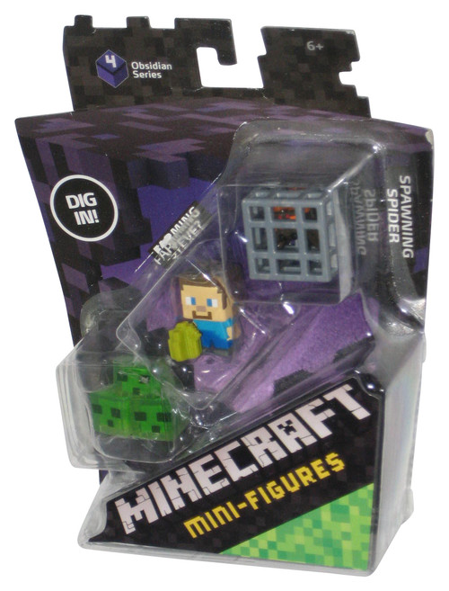 Minecraft Series 4 Obsidian Series (2014) Farming Steve, Spawning Spider & Slime Cubes 3-Pack Figure Set