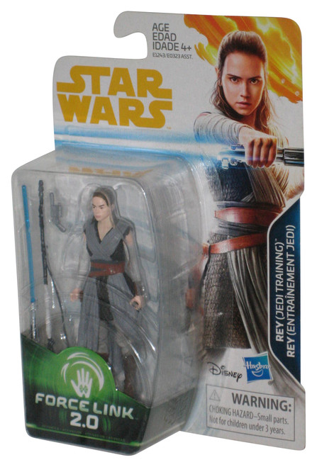 Star Wars Last Jedi Rey Jedi Training Force Link 2.0 (2017) Hasbro 3.75 Inch Figure - (Plastic Partially Loose From Blister Card)