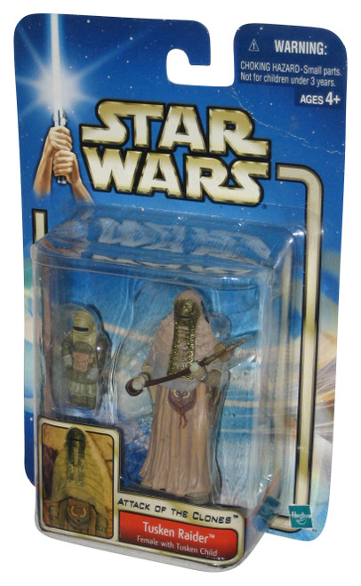 Star Wars Attack of The Clones (2001) Tusken Raider Female Action Figure w/ Child - (Dented Plastic)