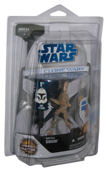 Star Wars Clone Wars Animated (2008) Battle Droid Action Figure No. 7 w/ Plastic Protector Case