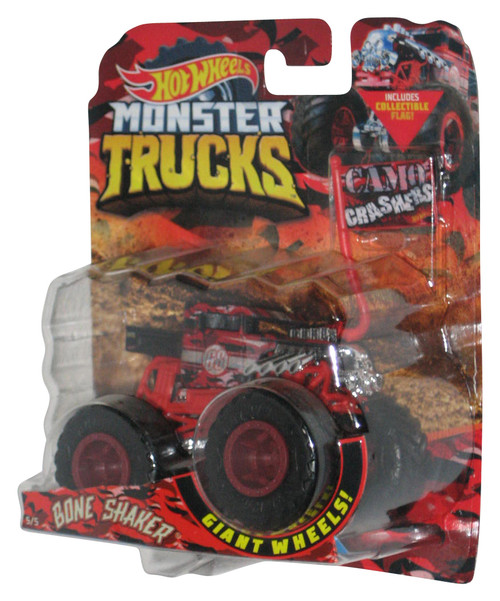 Hot Wheels Monster Trucks (2018) Bone Shaker Camo Crashers 5/5 Toy Truck w/ Flag