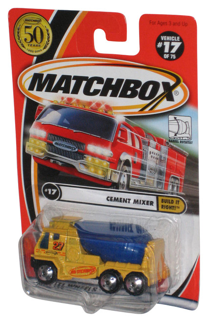 Matchbox 50th Yellow & Blue Cement Mixer (2001) Die-Cast Toy Vehicle #17/75