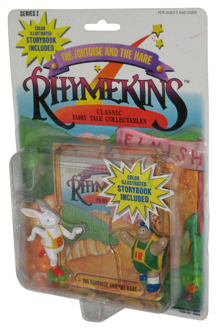 Rhymekins Classic Nursery Rhime (1988) Tortoise and The Hare Figure Set 2-Pack w/ Story Book