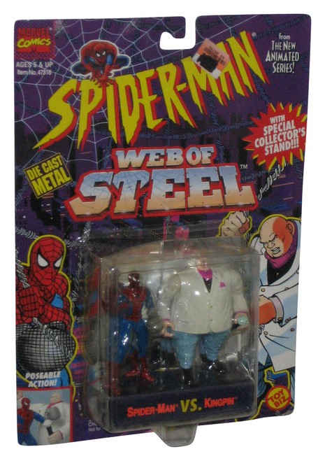 Marvel Spider-Man Web of Steel vs Kingpin (1994) Toy Biz Die-Cast Metal Figure Set - (Dented Corner)