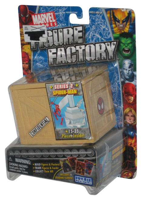 Marvel Build Figure Factory (2005) Toy Biz Series 2 Spider-Man w/ Crate & Cards