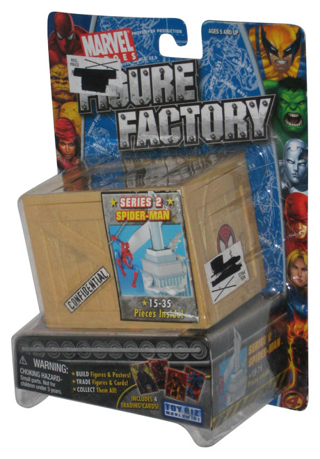 Marvel Build Figure Factory (2005) Toy Biz Series 2 Spider-Man with Crate & Cards