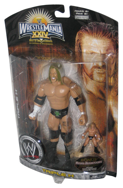 WWE Wrestling Triple H Wrestlemania XXIV (2008) Jakks Pacific Figure w/ Micro Aggression Toy