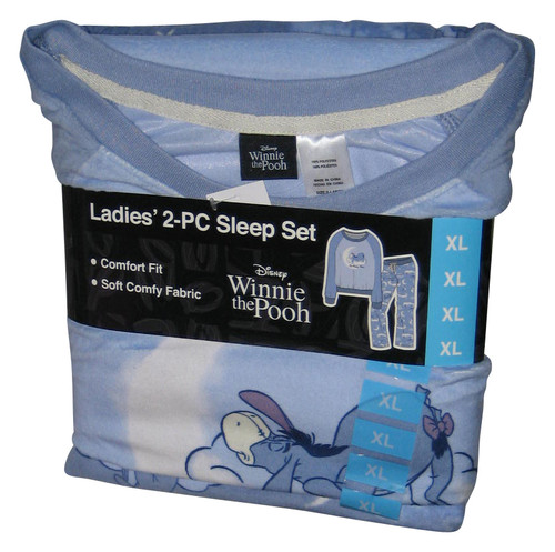 Disney Winnie The Pooh Ladies 2-Pc Blue Pajama Shirt & Pants Sleep Set - (Size XL)