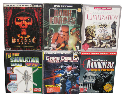 PC Computer Video Game Strategy Guide Lot - (Civilization, Tom Clancy Rainbow Six, Diablo II, Star Wars Dark Forces)