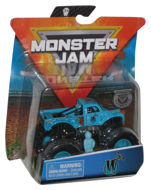 Hot Wheels Monster Jam (2019) W Blue Toy Truck w/ Mini Figure - (Cracked Plastic)
