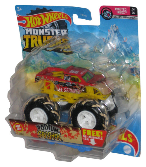 Hot Wheels Monster Trucks (2021) Podium Crasher Toy Truck 34/75 w/ Free Re-Crushable Car