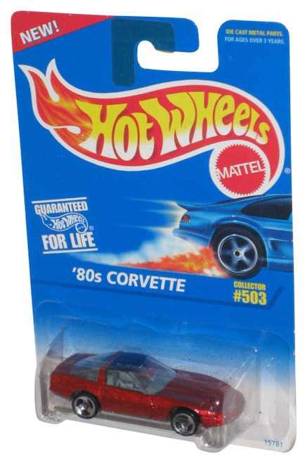 Hot Wheels Red '80s Corvette (1995) Mattel Collectors Toy Car #503 - (3 Spoke Wheels)