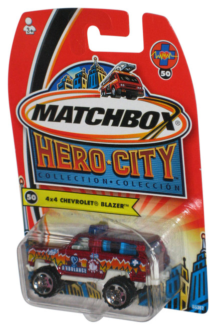 Matchbox Hero City (2003) Red Ambulance 4x4 Chevrolet Blazer Toy Truck #50