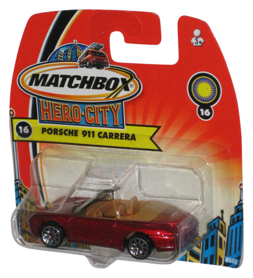 Matchbox Hero City (2003) Red Porsche 911 Carrera Toy Car #16 - (Short Card)