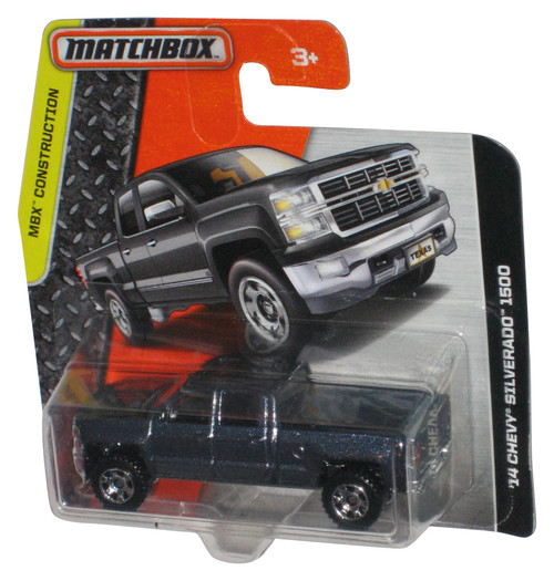 Matchbox MBX Construction (2015) Metallic Black '14 Chevy Silverado 1500 Toy Truck - (Short Card)
