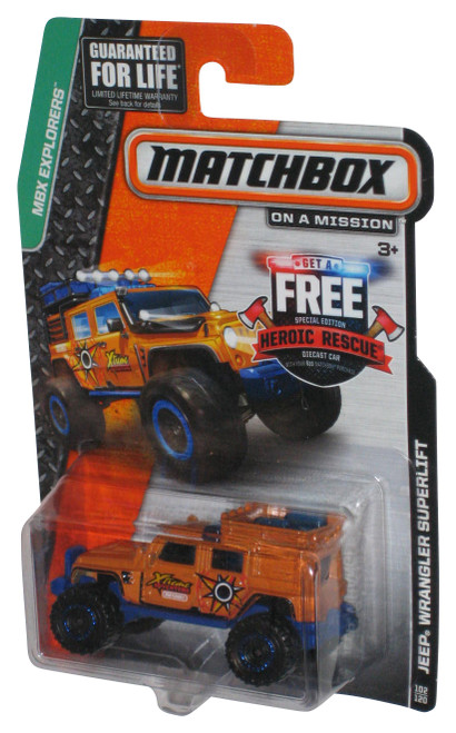 Matchbox MBX Explorers (2014) Orange Jeep Wrangler Superlift Toy 102/120