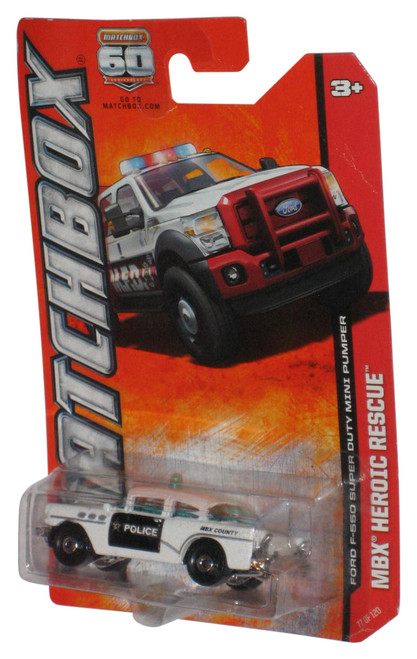 Matchbox MBX Heroic Rescue (2012) White Ford F-550 Super Duty Mini Pumper Police Toy Car 77/120
