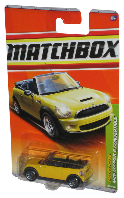 Matchbox Metro Rides (2010) Yellow Mini Cooper S Convertible Toy Car 28/100