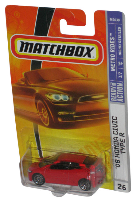 Matchbox Metro Rides 1/7 (2007) Red '08 Honda Civic Type R Toy Car #26
