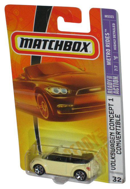 Matchbox Metro Rides Yellow (2007) Volkswagen Concept 1 Convertible Toy Car #32