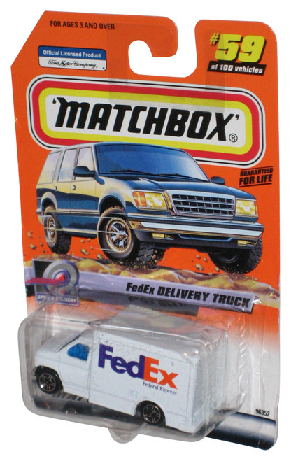 Matchbox Speedy Delivery (1999) White FedEx Toy Truck #59/100 - (Dented Plastic)