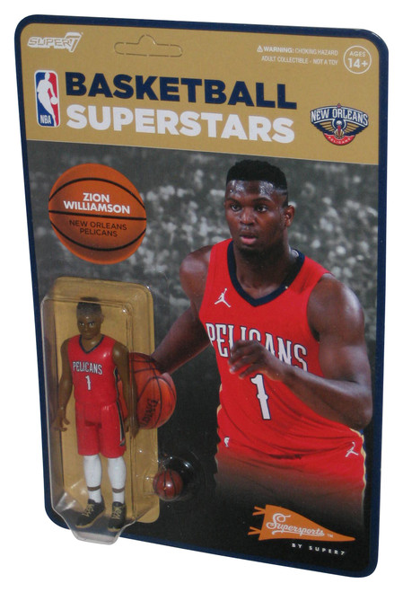 NBA Basketball Superstars Zion Williamson (2021) ReAction Super 7 Red Jersey Figure - (New Orleans Pelicans)
