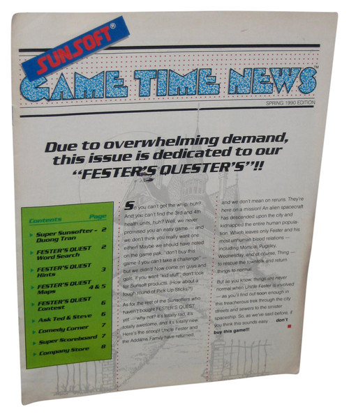 Sunsoft Game Time News Fester's Quest Spring 1990 Edition Newsletter Book