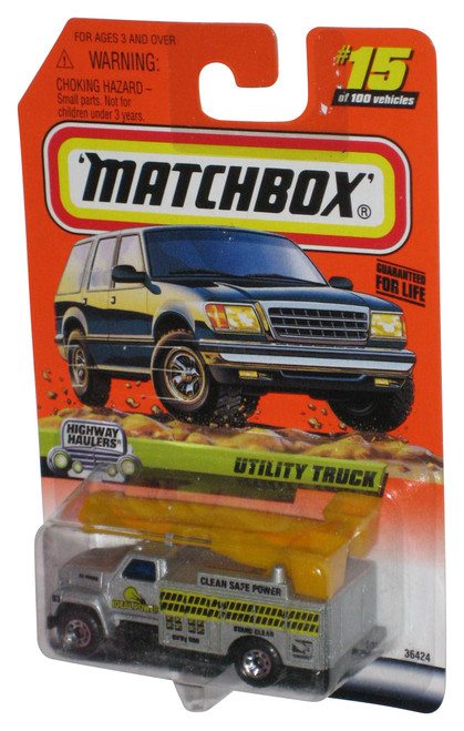 Matchbox Highway Haulers (1998) Silver Utility Truck Die-Cast Toy 15/100