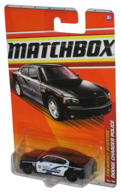 Matchbox Emergency Response (2010) Black & White Dodge Charger Police Toy Car 58/100