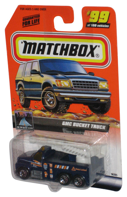 Matchbox On The Road Again (1999) Blue GMC Bucket Truck Toy #99/100