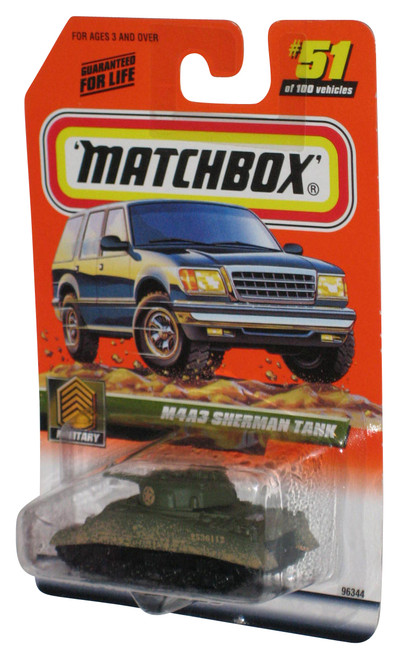 Matchbox Military M4A3 Sherman Tank (1999) Mattel Green Toy 51/100
