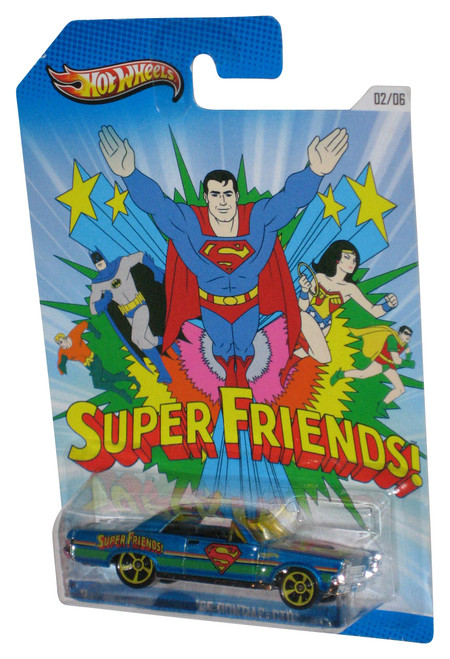 Hot Wheels Superman Super Friends '65 Pontiac GTO (2012) Blue Die-Cast Toy Car 2/6
