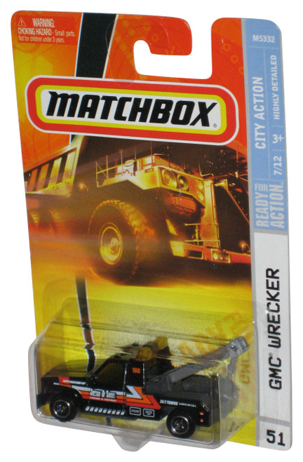 Matchbox City Action 7/12 (2007) Black GMC Wrecker Toy Truck #51