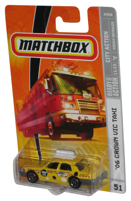 Matchbox City Action 11/13 (2008) Crown Vic Victoria Taxi Yellow Toy Car #51