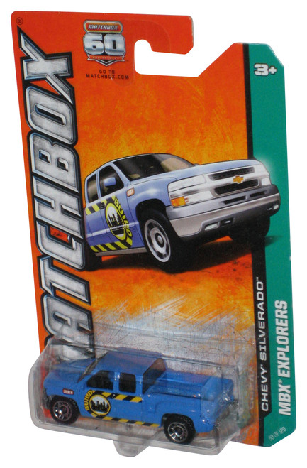 Matchbox MBX Explorers (2012) Blue Chevy Silverado Toy Truck 53/120 - (Cracked Plastic)