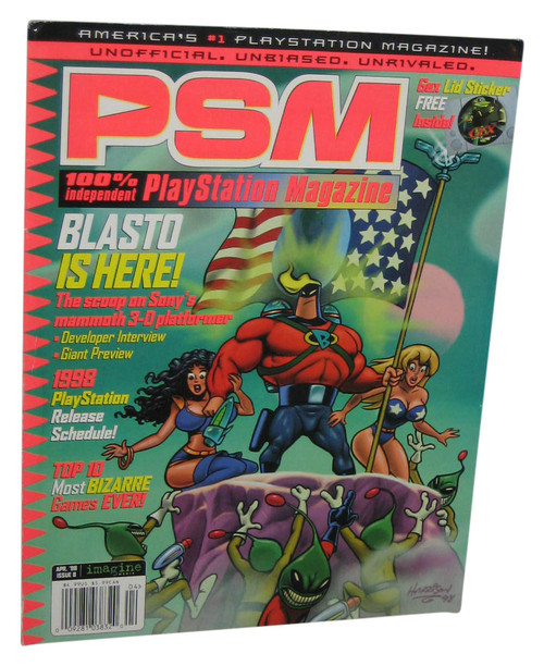 PSM PlayStation Magazine Book Issue No. 8 Vol. 2 April 1988 - (Blasto Cover w/ Gex Enter The Gecko Sticker)