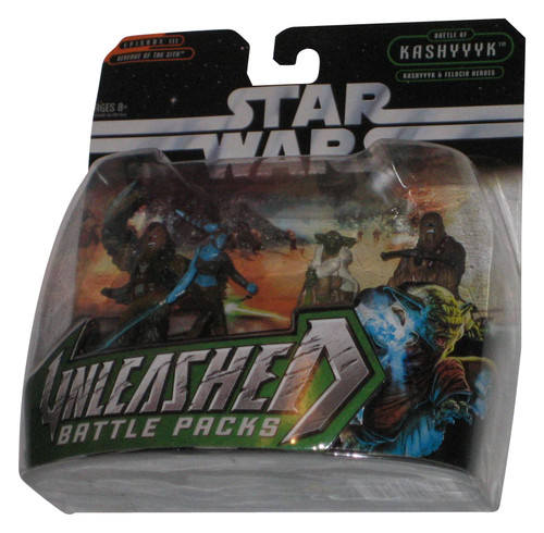 Star Wars Unleashed Battle Pack (2008) Yoda Captain Tarfful Chewbacca & Aayla Secura Figure Set