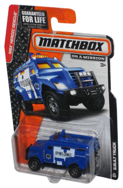 Matchbox MBX Heroic Rescue (2014) Blue Police S.W.A.T Truck Toy 65/120 - (Card Minor Wear)