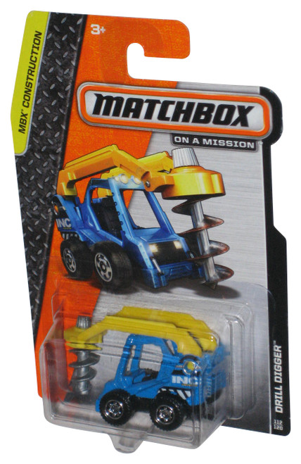 Matchbox MBX Construction (2013) Blue & Yellow Drill Digger Toy 112/120
