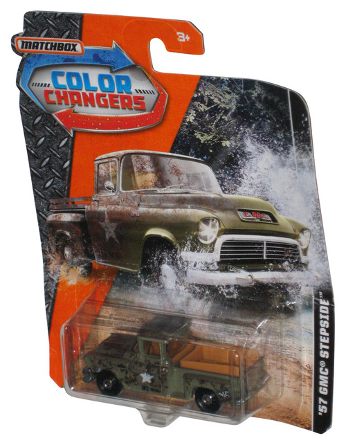 Matchbox Color Changers (2016) Green '57 GMC Stepside Toy Truck - (Damaged Packaging)