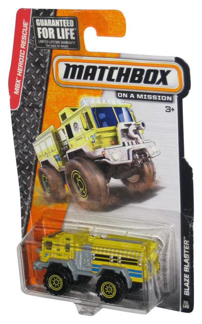 Matchbox MBX Heroic Rescue (2013) Yellow Blaze Blaster Toy Truck 66/120 - (Damaged Packaging)