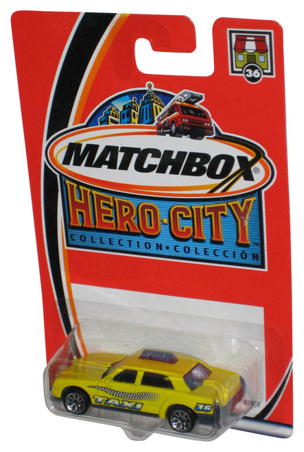 Matchbox Hero City (2002) Mattel Yellow Taxi Cab Toy Car #36