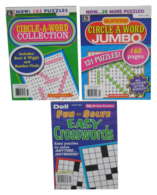 Lot of 3 Kappa Circle-A-Word Fun To Solve Easy Crossword Puzzle Books