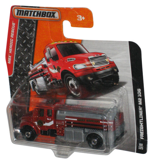 Matchbox MBX Heroic Rescue (2015) Red Freightliner M2 106 Fire Truck Toy 60/125 - (Short Card / Dented Plastic)