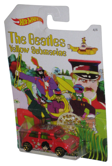 Hot Wheels Beatles Yellow Submarine (2015) Red Morris Mini Toy Car 4/6