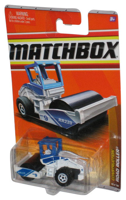 Matchbox Construction (2010) Blue and White Road Roller Toy 43/100