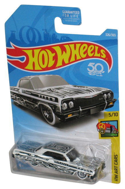 Hot Wheels HW Art Cars 5/10 (2017) '64 Impala White Car 326/365 - (Dented Plastic)